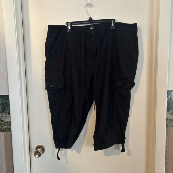 Lot of 2 St Johns Bay Women 24W Blue & Black  Capri MidRise Adj Drawstrings - Picture 2 of 14